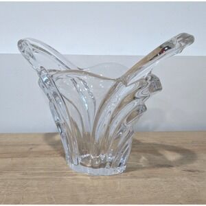 Vintage Art Vannes Le Chatel French Mid Century MCM Crystal Glass Vase 12''